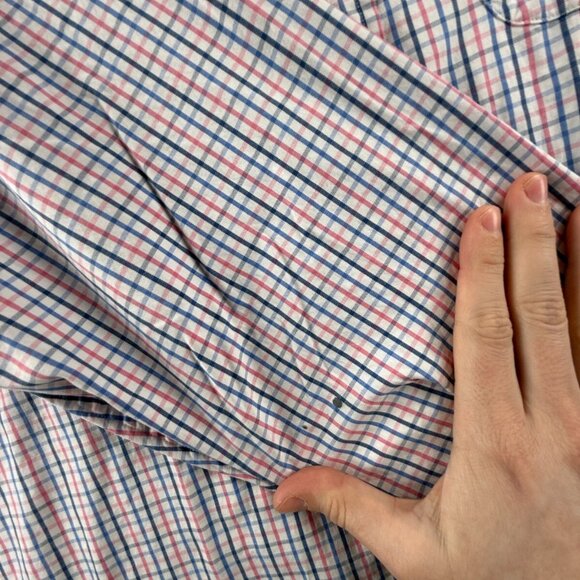 Brooks Brothers Pink Blue Check Long Sleeve Button Up Shirt Large Woven Cotton - Picture 10 of 14